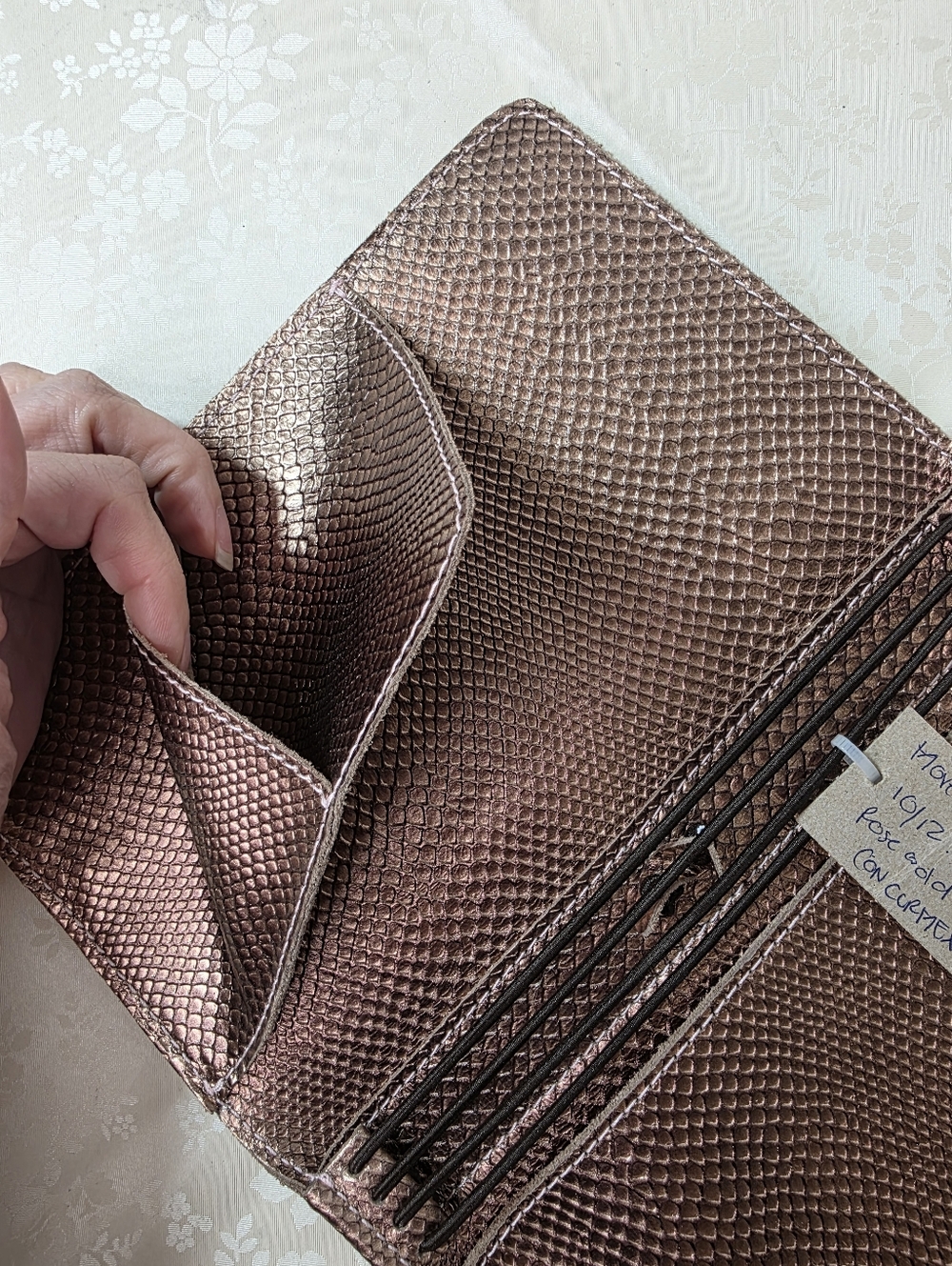Planner Perfect Leather Traveler's Notebook Cover - Metallic Bronze Snakeskin Em - Picture 9 of 11